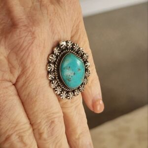 Vintage Signed BW Turquoise Ring